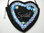 Herzltasche Edel-Kollektion schwarz mit hellblauen Röschen "Spatzl"